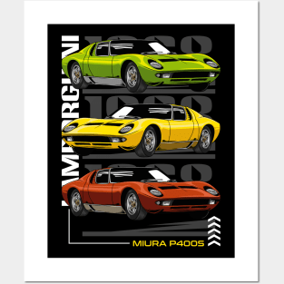 Retro Miura Exotic Car Posters and Art